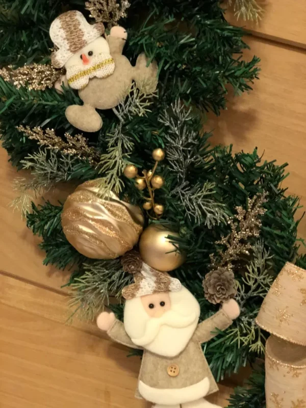 Guirlanda Decorada Feliz Natal Laço Flores 75cm - Imagem 5