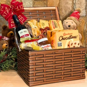 Cesta De Natal Caixa Grande Chocotone Bauducco Nutella Vinho